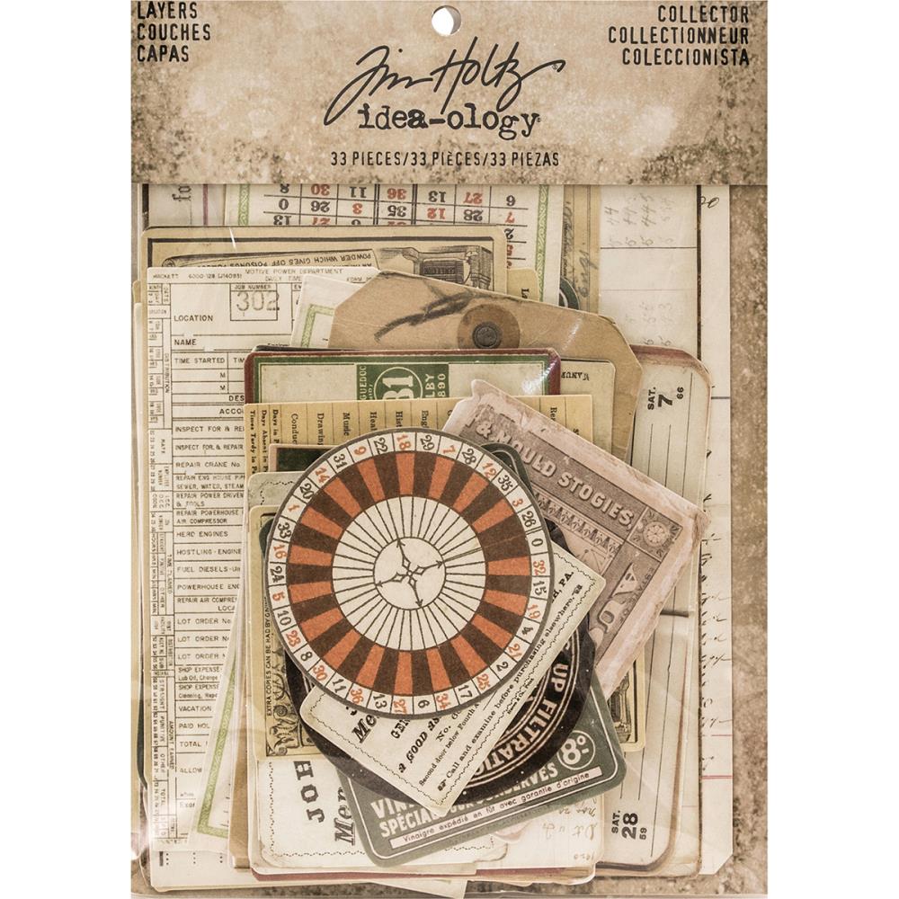 Набір вирубування - карток для скрапбукінгу Idea Ology Layers Cards, 33 шт., Tim Holtz