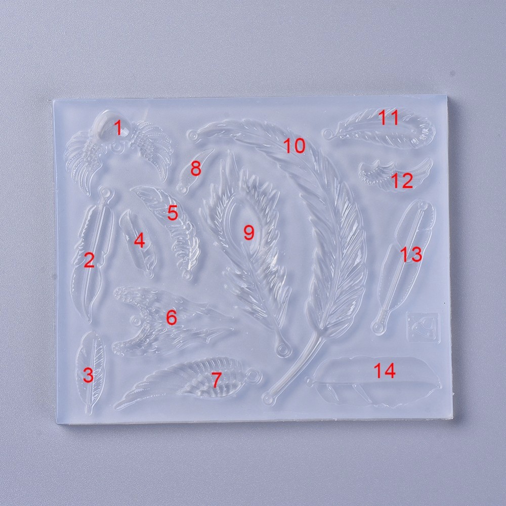 Силиконовый молд, Перья, 1 шт, 100х122х5 мм