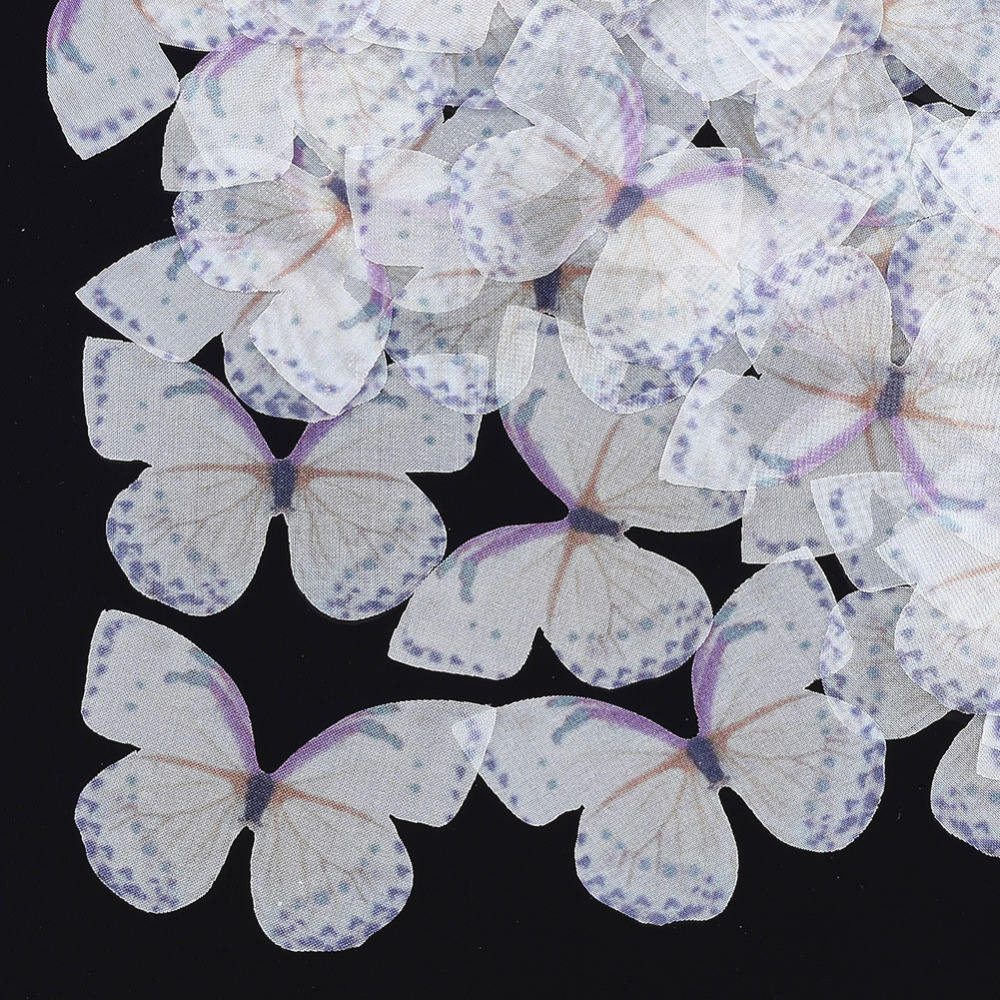 Декоративное украшение из органзы, Бабочка, 1 шт, белый, 35x48 мм