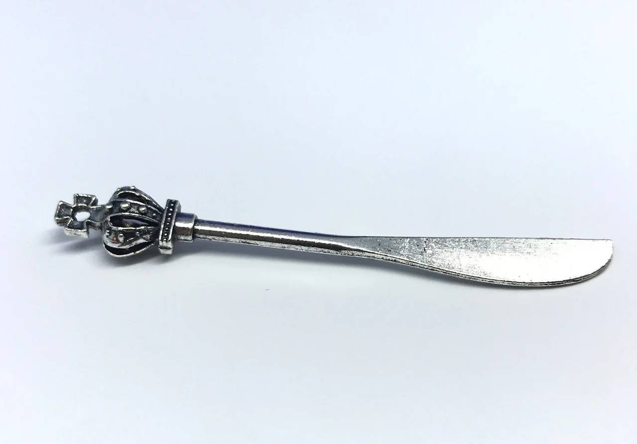 Металлический нож, античное серебро, 60мм