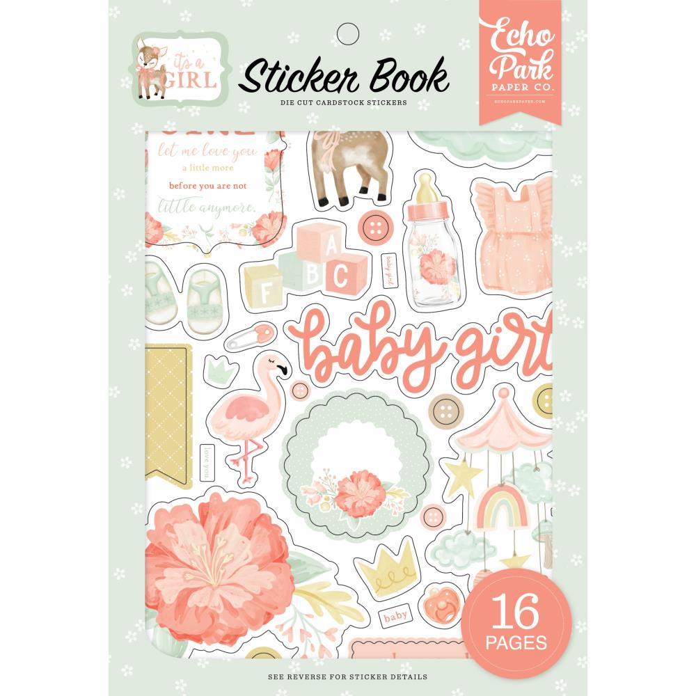 Набір наліпок - книга It's a Girl, 11х24 см, 16 аркушів, Echo Park