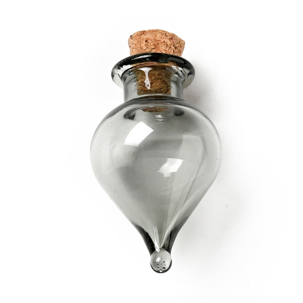 Декоративная стеклянная бутылочка с пробкой, серый, 36 мм, 1 шт