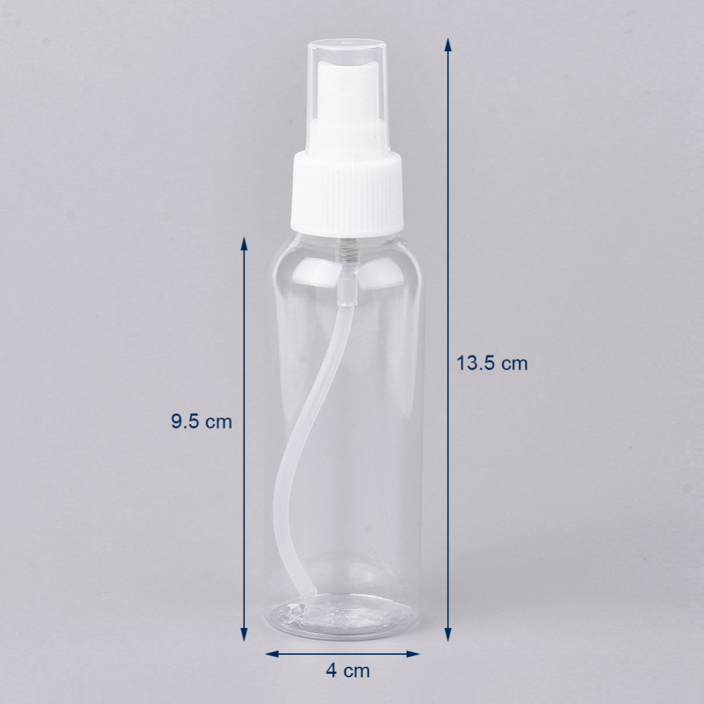 Прозрачная бутылочка - флакон с пульверизатором, 100 мл, 13.5х4 см