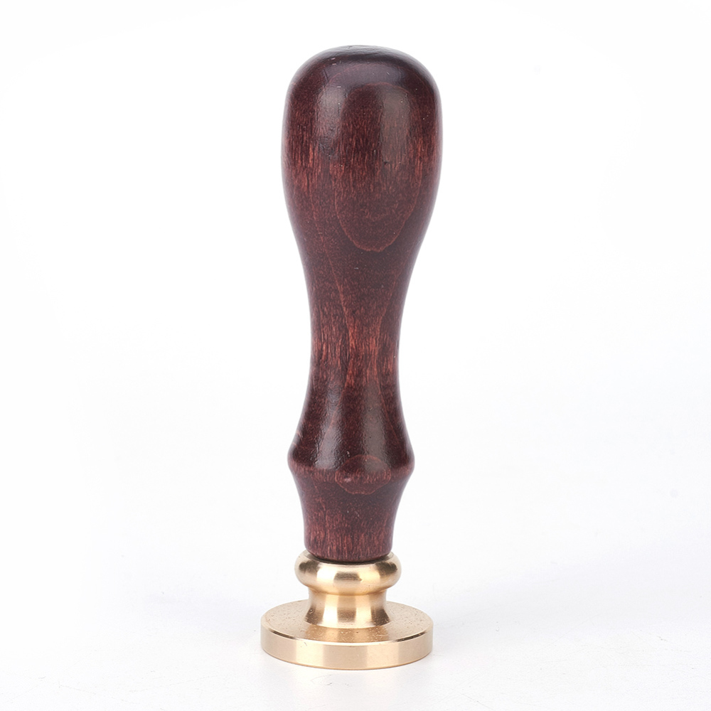 Печатка для сургучу з дерев'яною ручкою, Квітка, латунь, світле золото, 89x25,5 мм