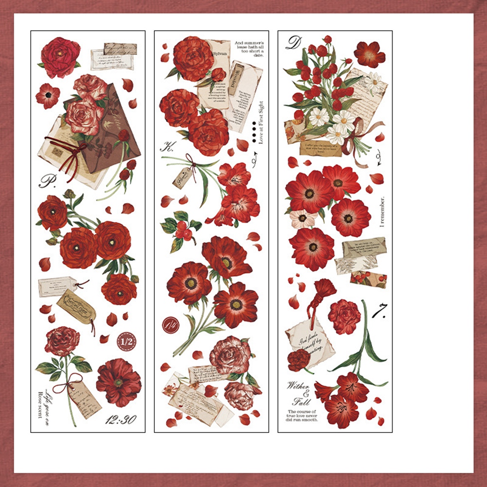 Набор наклеек Письма в красных тонах, пленка, 21х6 см, 6 листов