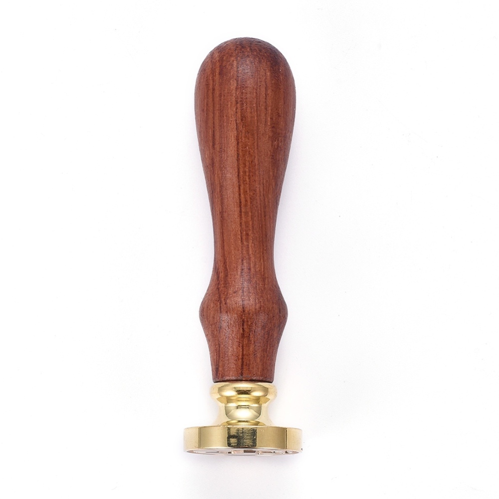 Печать для сургуча с деревянной ручкой 9 см, Ромашка, цвет золотой, 2,55x1,45 см