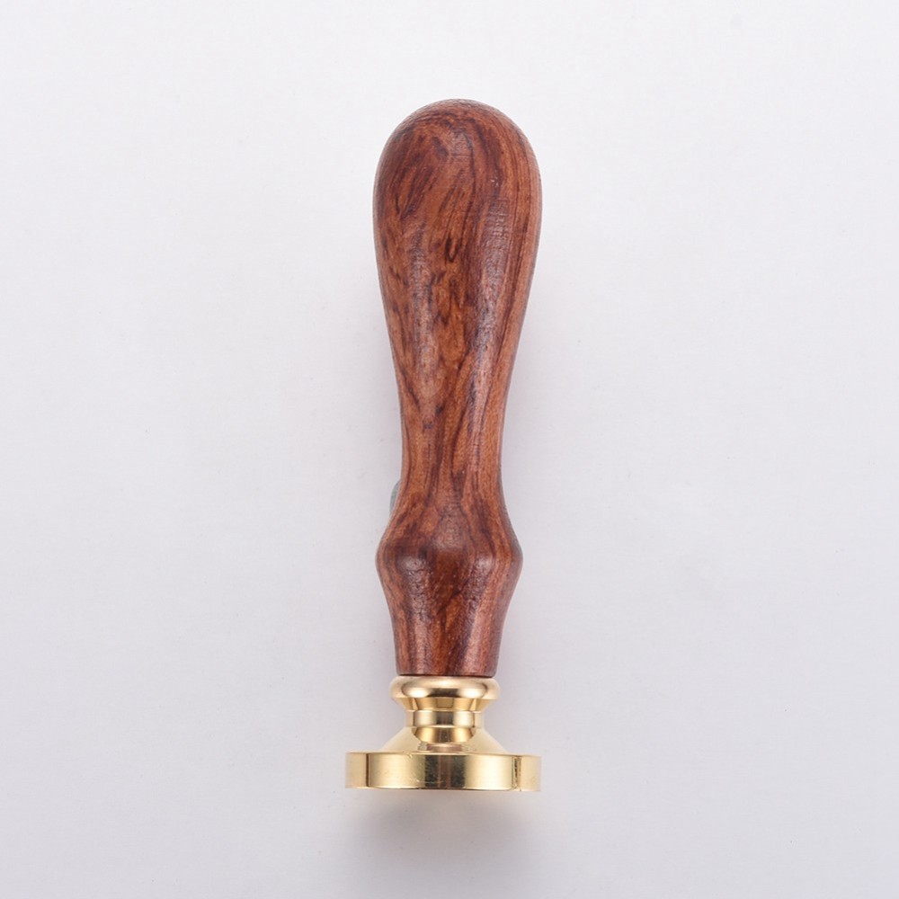 Печатка для сургучу з дерев'яною ручкою, Корабель, латунь, золотий, 90 мм, 25x14,5 мм