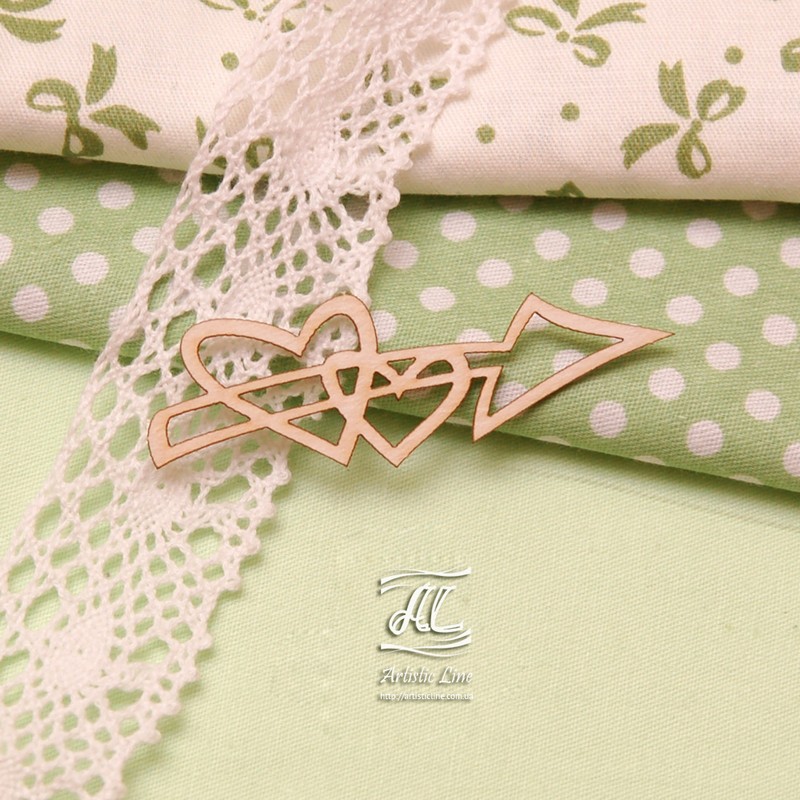 Чіпборд, Стрілка з серцями, 6х2 см, Artistic Line