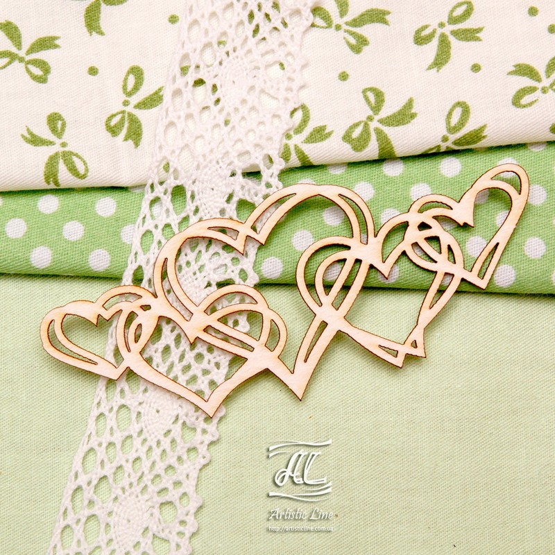 Чіпборд, Серця в групі, 9х3 см, Artistic Line