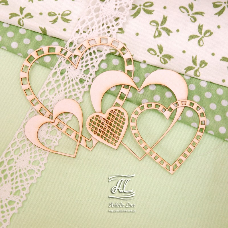 Набор чипбордов, Сердца 04, 7х6 см, Artistic Line