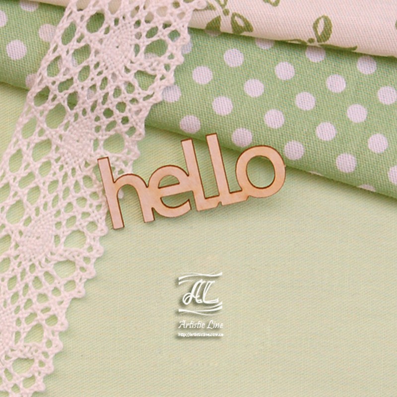 Чипборд, надпись hello, 4 см, Artistic Line