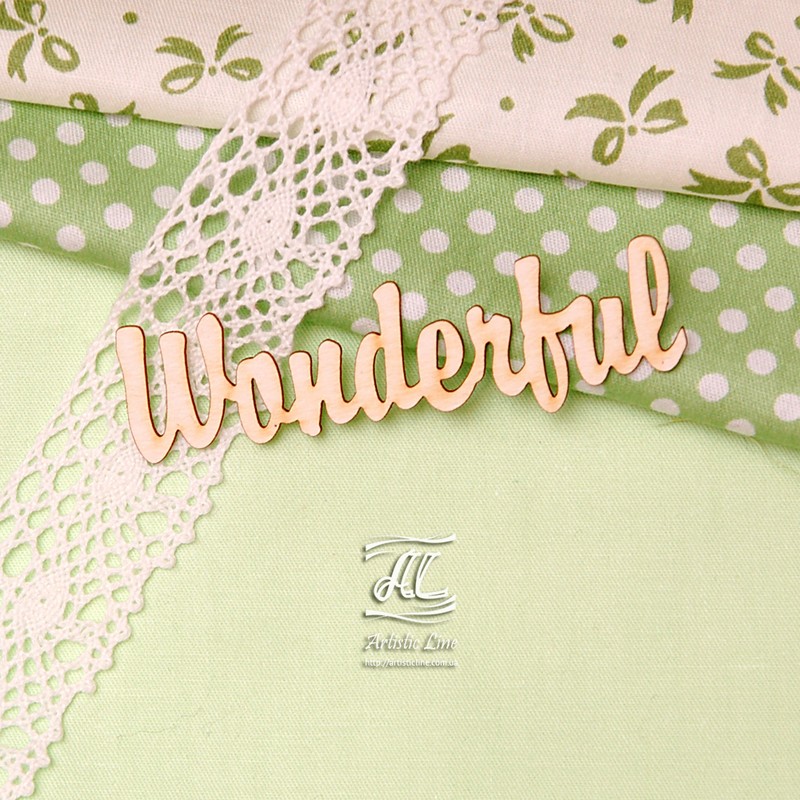 Чіпборд, напис Wonderful, 7,5 см, Artistic Line