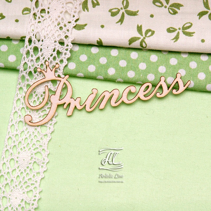 Чіпборд, напис Princess середній розмір, 9 см, Artistic Line