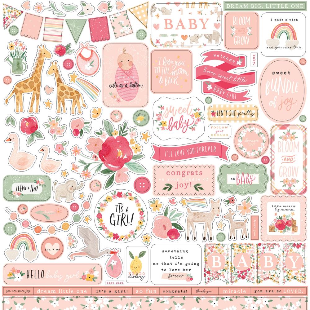 Набір наклейок Welcome Baby Girl, 30х30 см, Echo Park