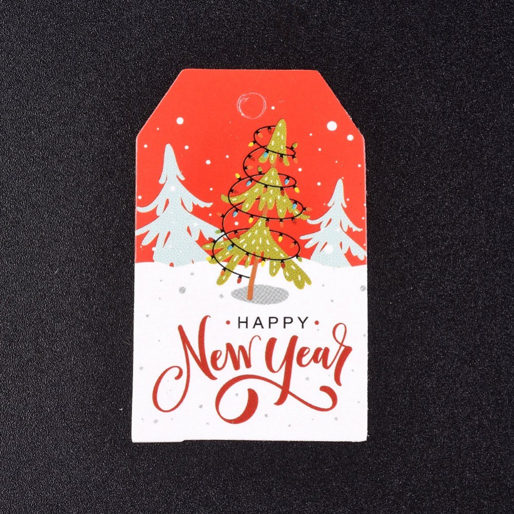 Тег, Happy New Year, 1 шт, 50x30x0,3 мм
