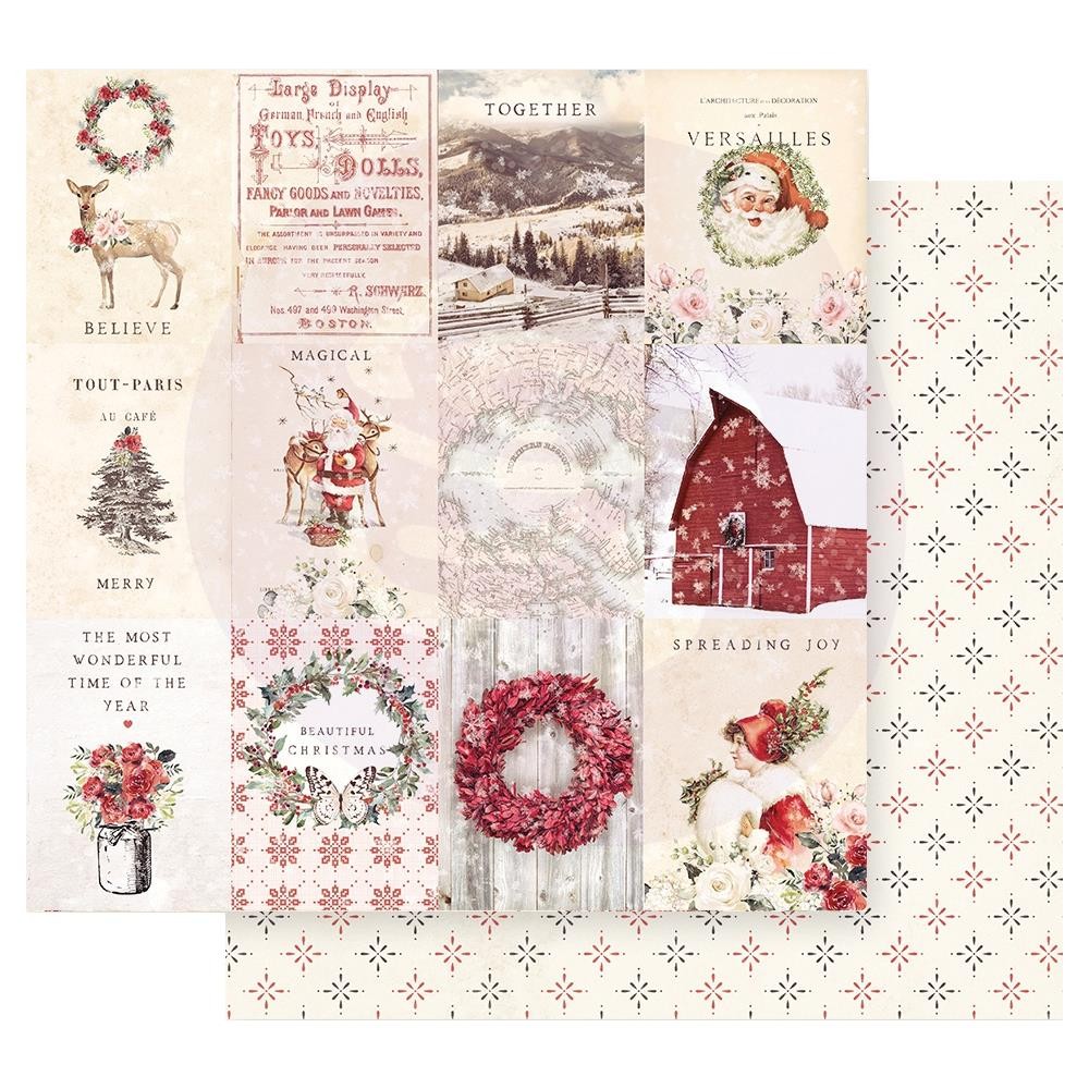 Лист двостороннього скраппаперу з фольгуванням Christmas Magic - Christmas in the country , Prima