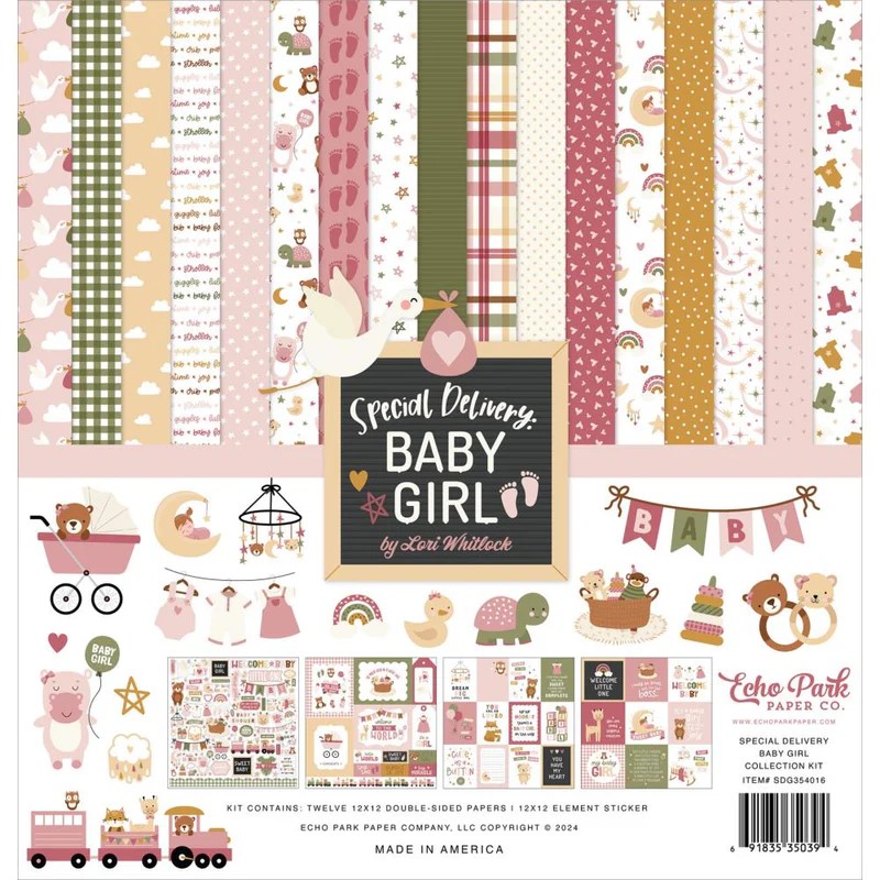 Набор скрапбумаги Special Delivery Baby Girl 30х30 12 листов + наклейки Echo Park