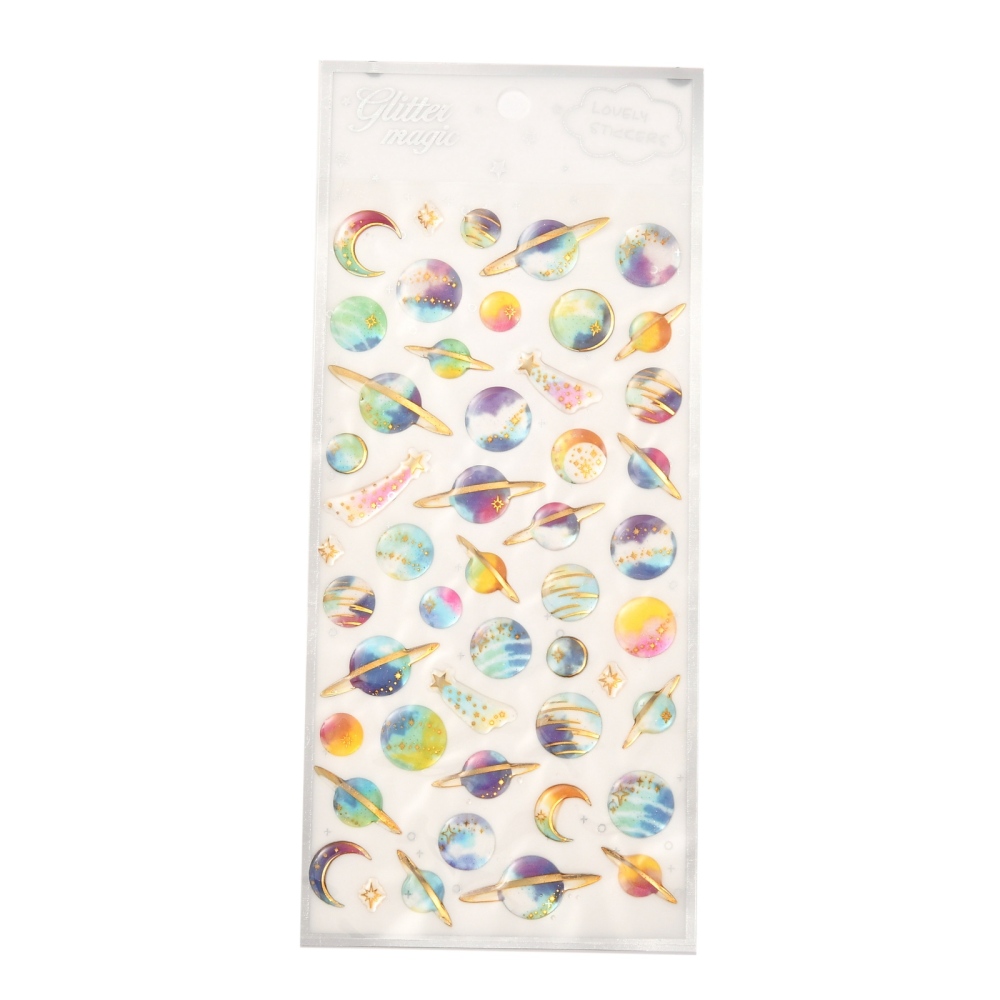 Набір епоксидних наклейок Космос, розмір аркушу 18х9 см