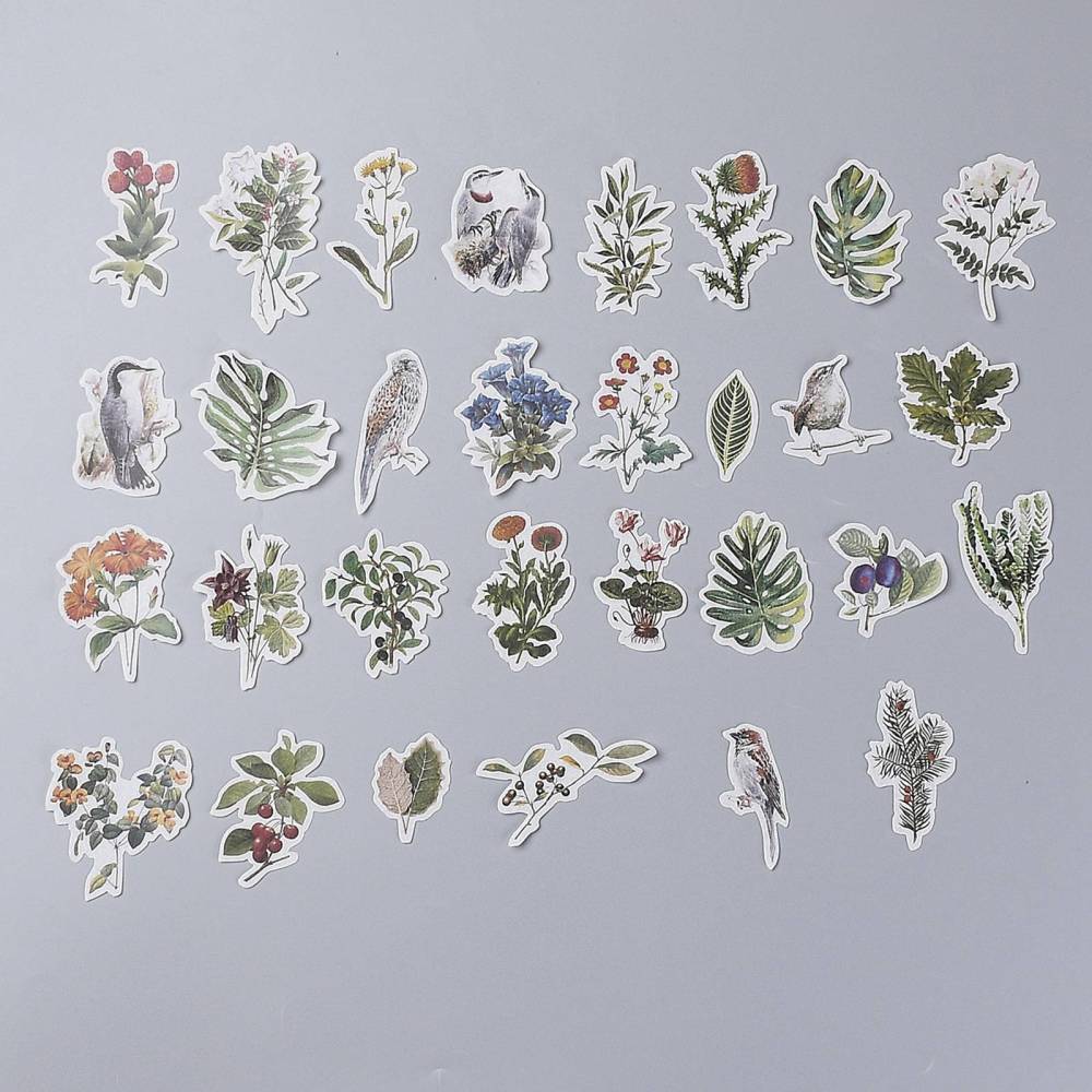 Набір наклейок Птахи на гілках, 60 од., 5-7 см