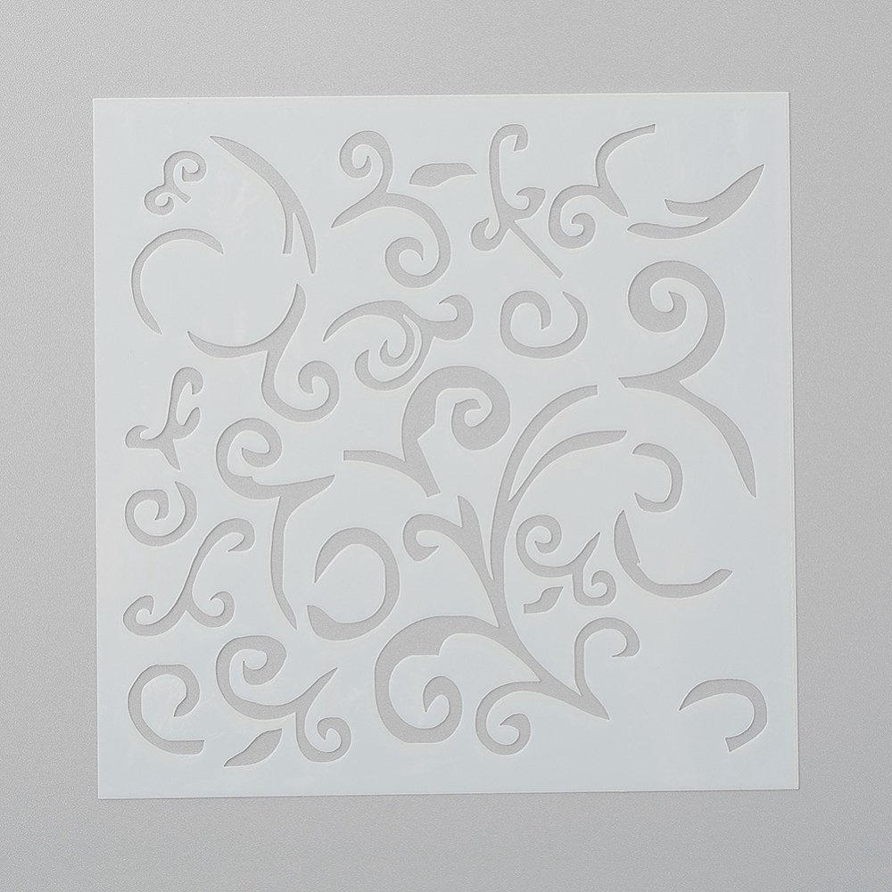 Пластиковый трафарет, Ажурные завитки, 1 шт, 13x13 см, толщина 0,1 мм
