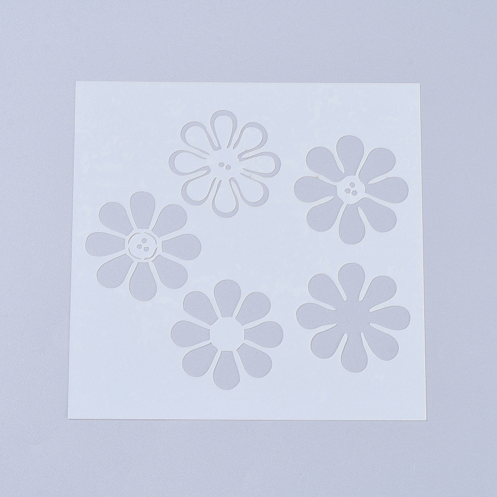 Пластиковый трафарет, Цветы с восемью лепестками, 1 шт, 13x13 см, толщина 0,2 мм