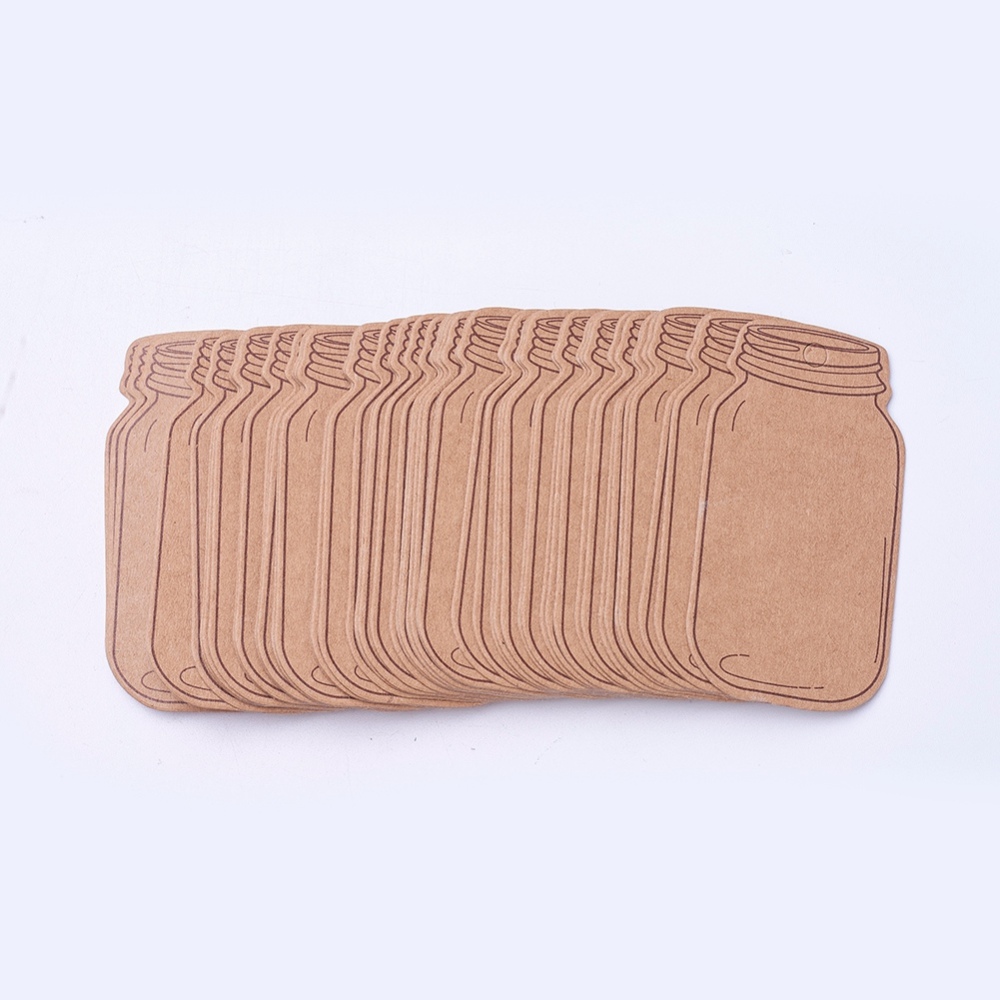 Тег, крафт, Скляна баночка, 1 шт, 6,5x3,5x0,05 см