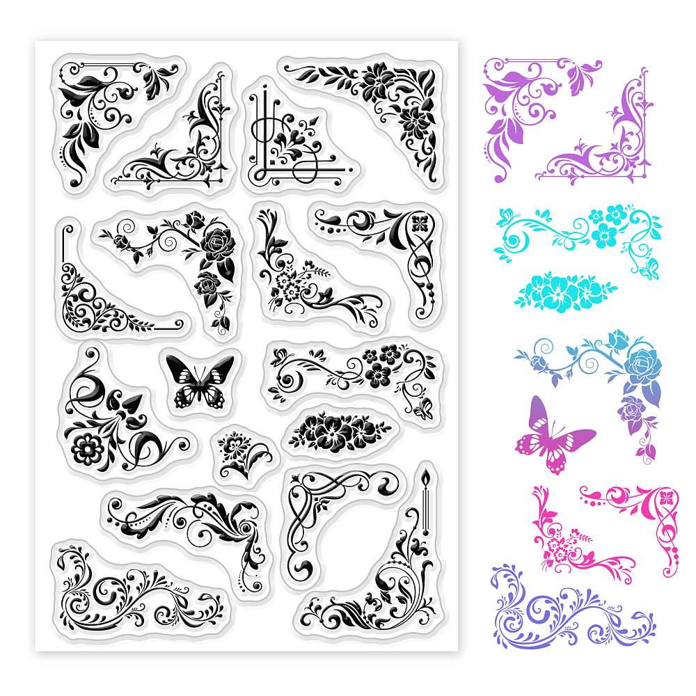 Силиконовый штамп Узоры уголки, 11х16 см