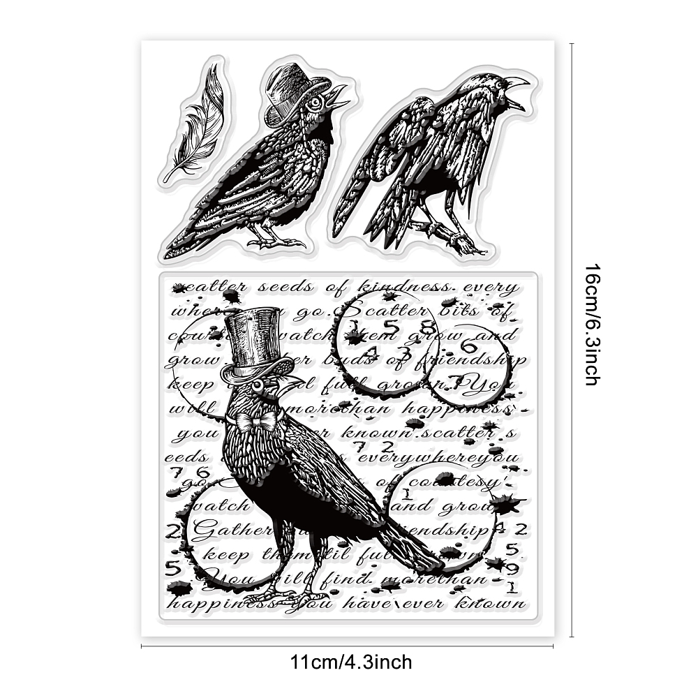 Силиконовый штамп Элегантные вороны, 11х16 см