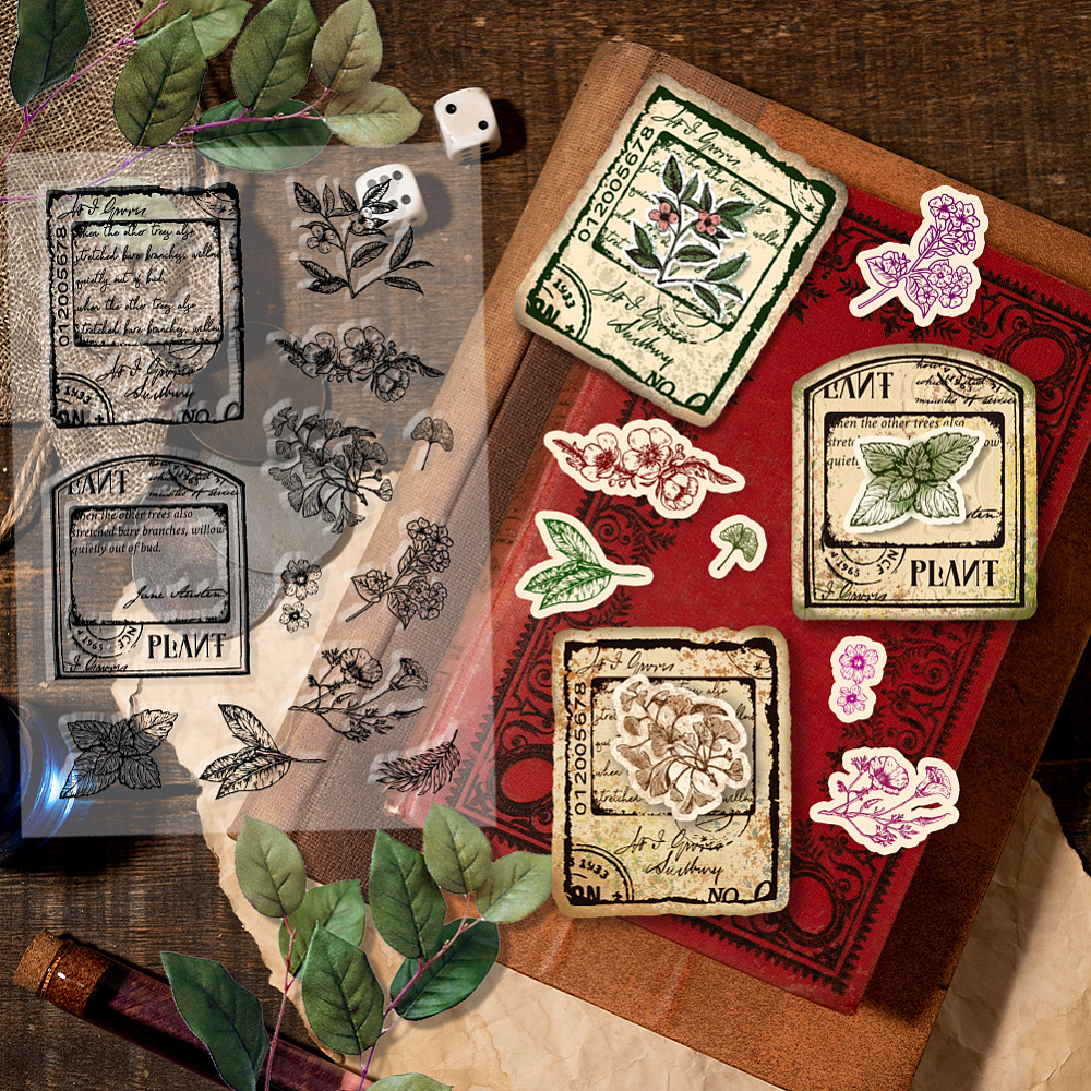 Силиконовый штамп Теги растительный мир, 11х16 см