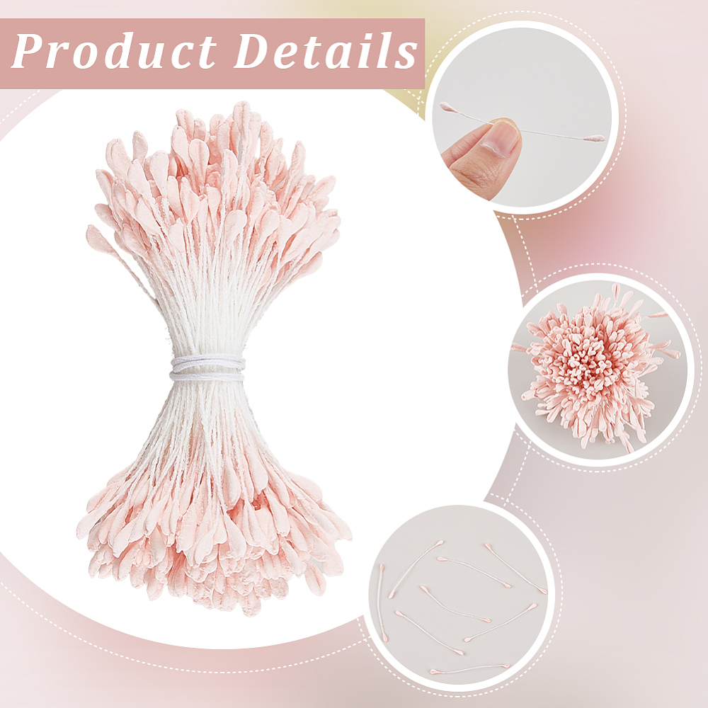 Набор тычинок для цветов, 30 веточек, розовый, 60x3х2 мм