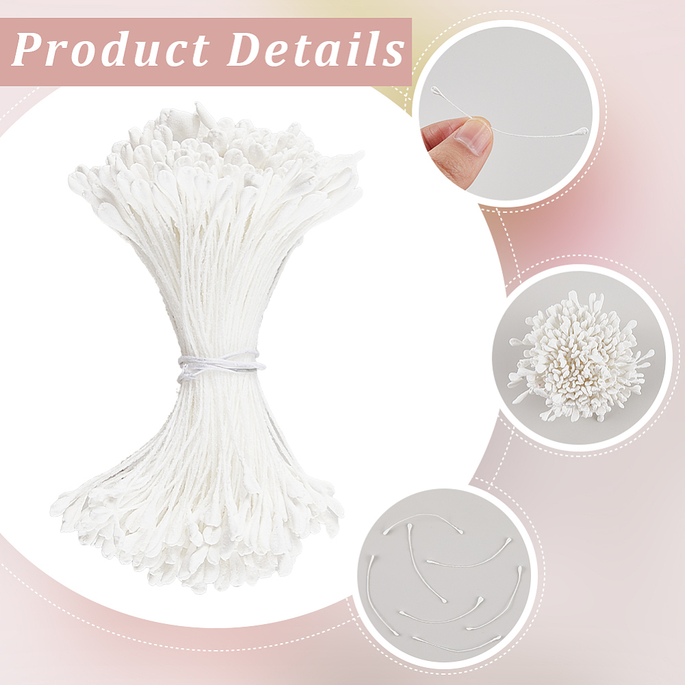 Набор тычинок для цветов, 30 веточек, белый, 60x3х2 мм