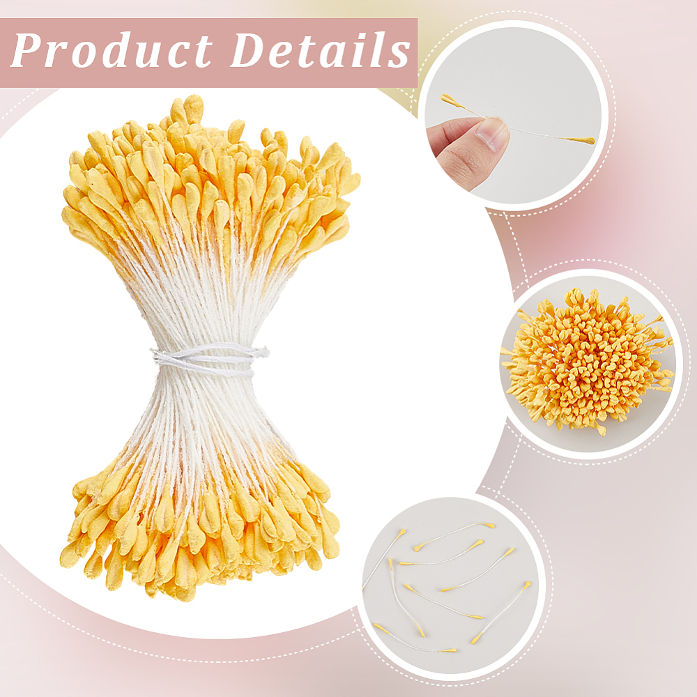 Набор тычинок для цветов, 30 веточек, желтый, 60x3х2 мм