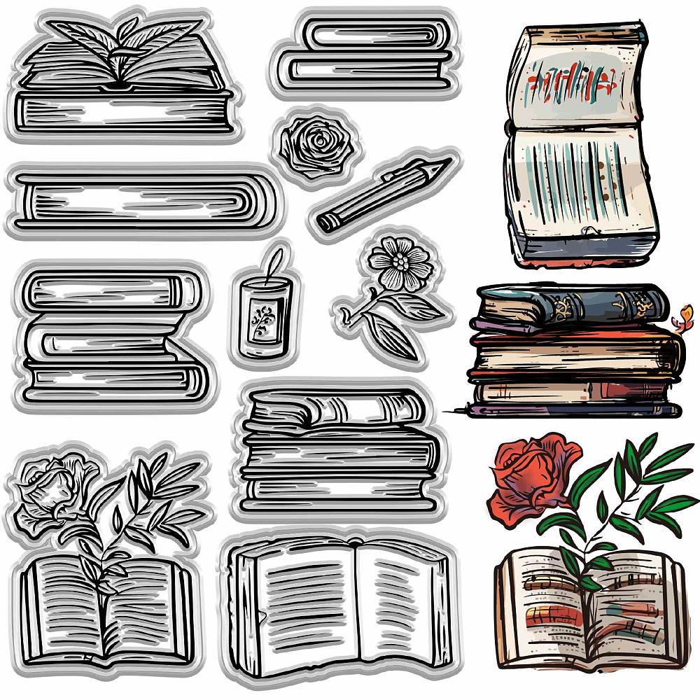 Силиконовый штамп Книги и чтение, 11х16 см