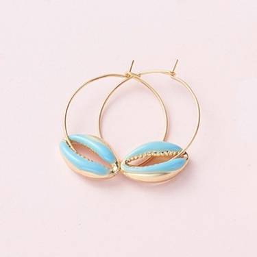 Сережки, Маленька блакитна мушля, 1 пара, 1х1,5 см