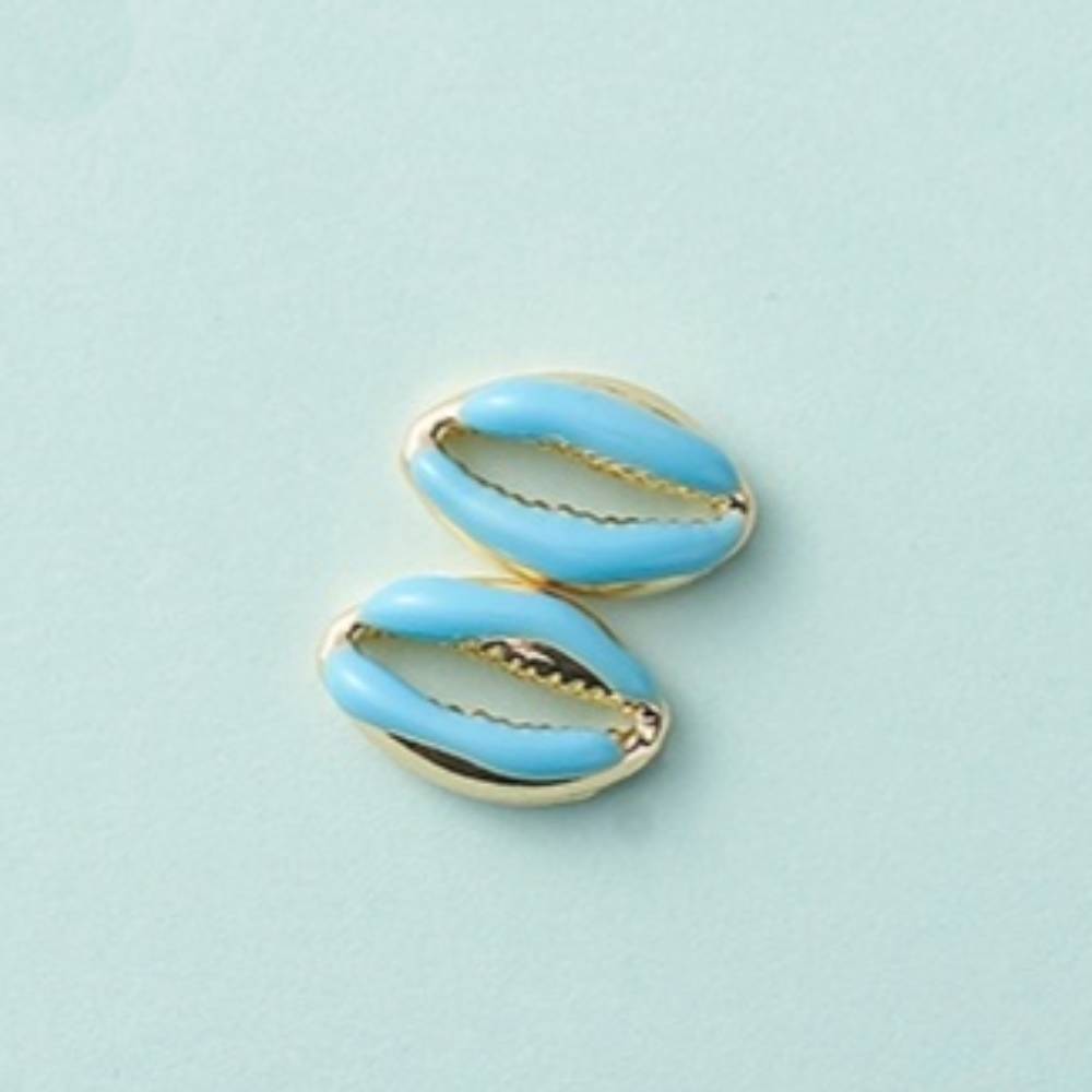 Сережки, Маленька блакитна мушля, 1 пара, 1х1,5 см