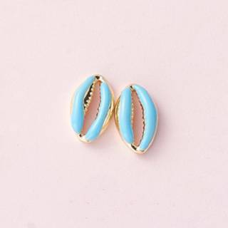 Сережки, Маленька блакитна мушля, 1 пара, 1х1,5 см