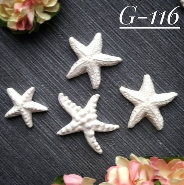 Набор украшений из гипса, Морские звезды, 4 шт, 34х29, 22х22 мм, Decor Kram