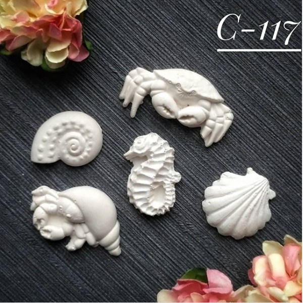 Набор украшений из гипса, Морские жители, 4 шт, Decor Kram
