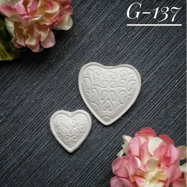 Набор украшений из гипса, Сердечки, 2 шт, 28х28 мм, 20х20 мм, Decor Kram