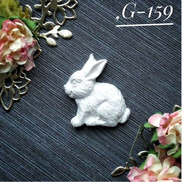 Прикраса з гіпсу, Зайчик 159, 40х35 мм, Decor Kram