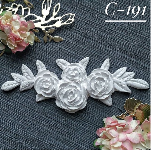 Украшение из гипса, Вензель розочки 191, 110х43 мм, Decor Kram