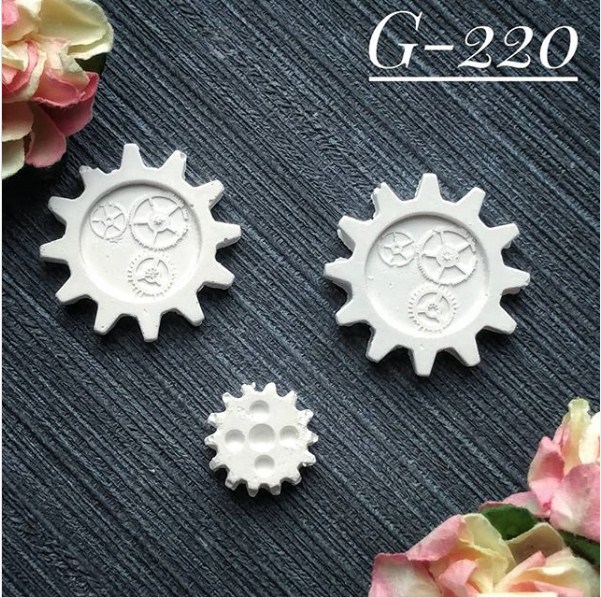 Набор украшений из гипса, Шестеренки 220, 3 шт, 220, 23х23, 12х12 мм, Decor Kram