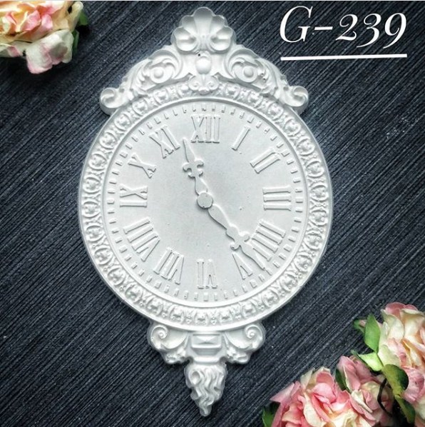 Украшение из гипса, Винтажные часы 239, 117х70 мм, Decor Kram