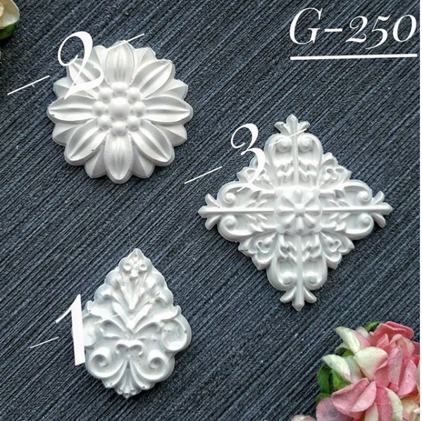 Набор украшений из гипса, Вензель 250, 3 шт, 30х25, 30х30, 30х30 мм, Decor Kram