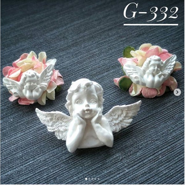 Набор украшений из гипса, Ангел 332, 3 шт, 52х35, 29х16 мм, Decor Kram