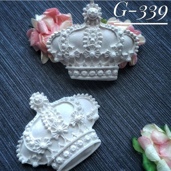Набор украшений из гипса, Корона 339, 2 шт, 50х40 мм, Decor Kram