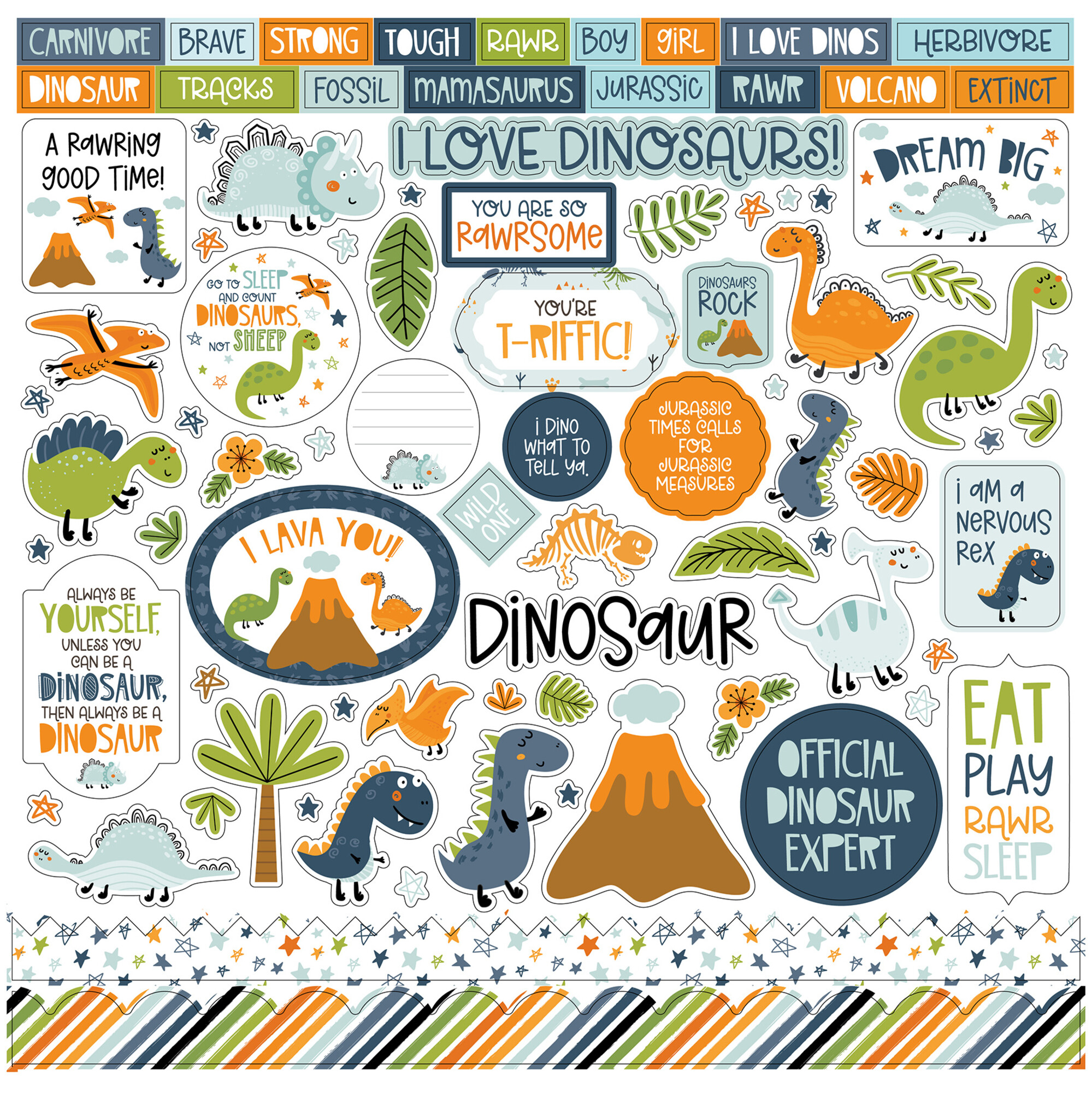 Набор наклеек Dino-Mite 30х30 см Echo Park