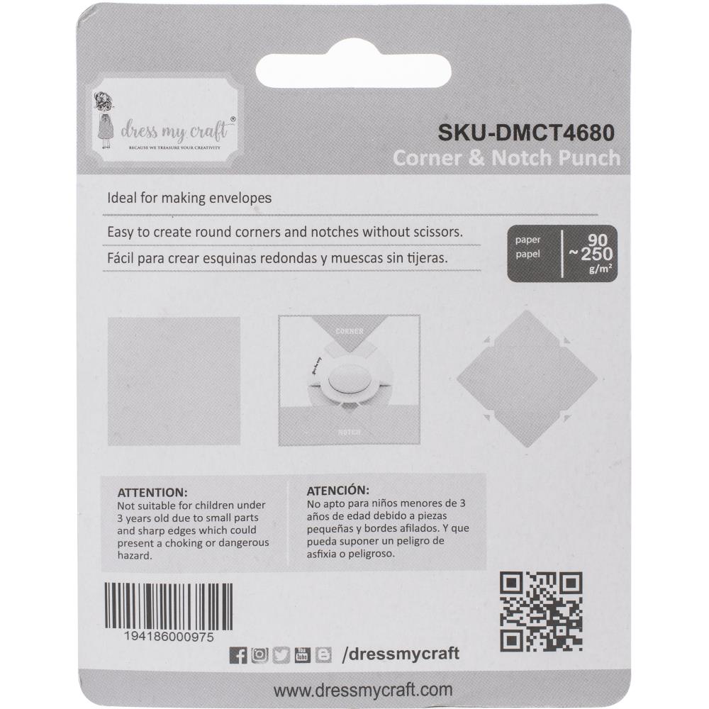 Дырокол для создания конвертов, Corner Notch Paper Punch, Dress My Craft