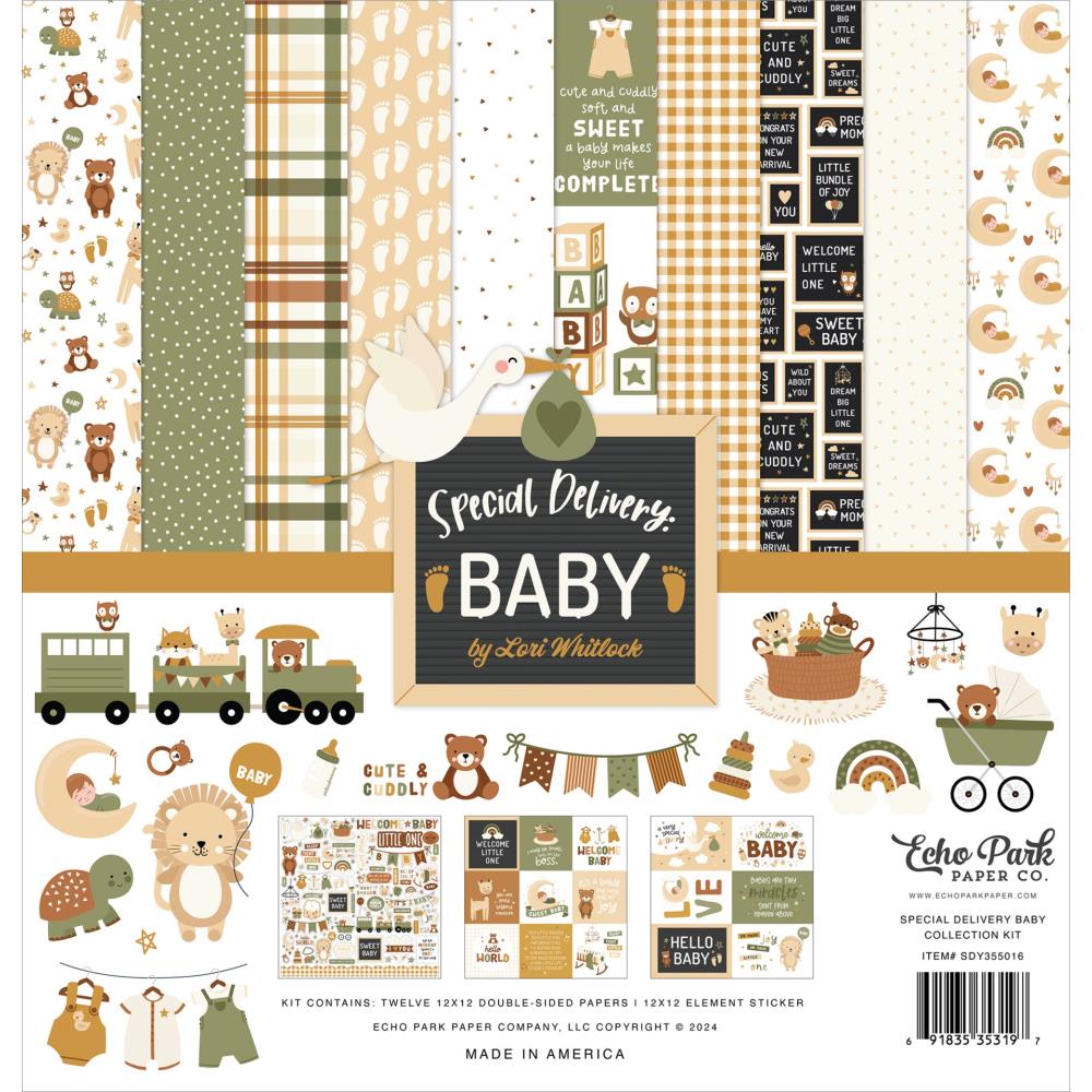 Набор скрапбумаги Special Delivery Baby 30х30 12 листов + наклейки Echo Park