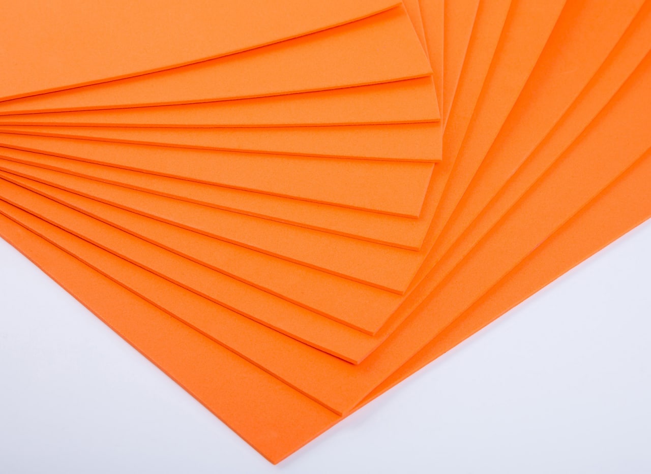 Фоамиран EVA классический, толщина 1 мм, размер 50x50см, цвет оранжевый, 1шт